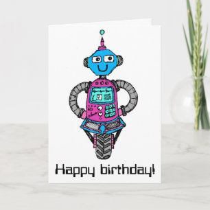 Arnie Robot: Pink and blue Card
