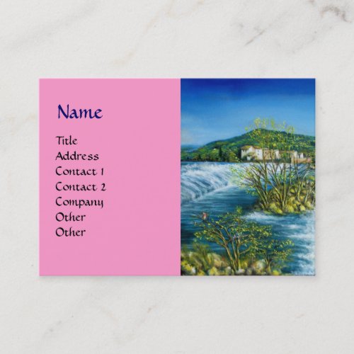 ARNO RIVER AT ROVEZZANO Florence Italy pink Business Card