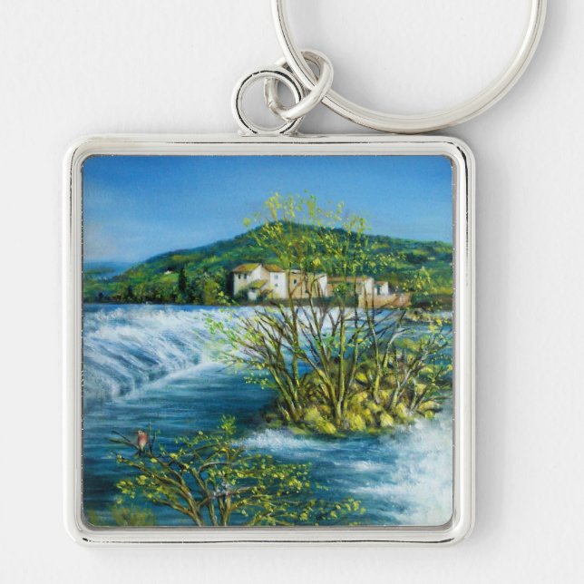 ARNO RIVER AT ROVEZZANO Florence Tuscany Landscape Keychain (Front)