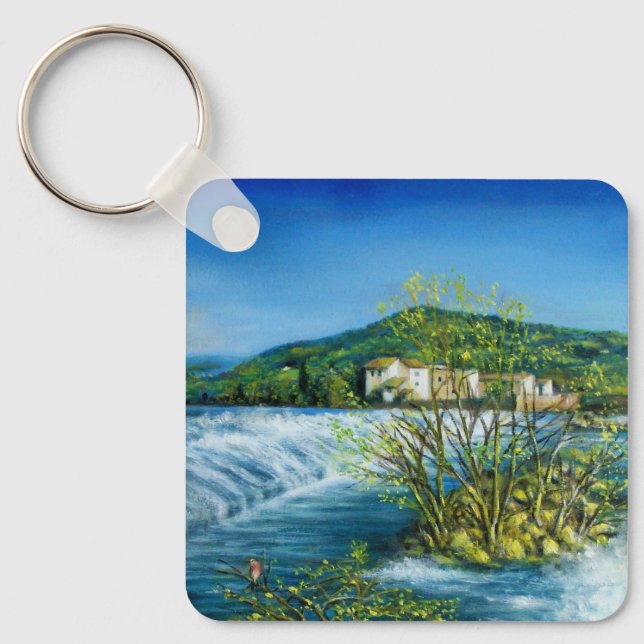 ARNO RIVER AT ROVEZZANO Florence Tuscany Landscape Keychain (Front)