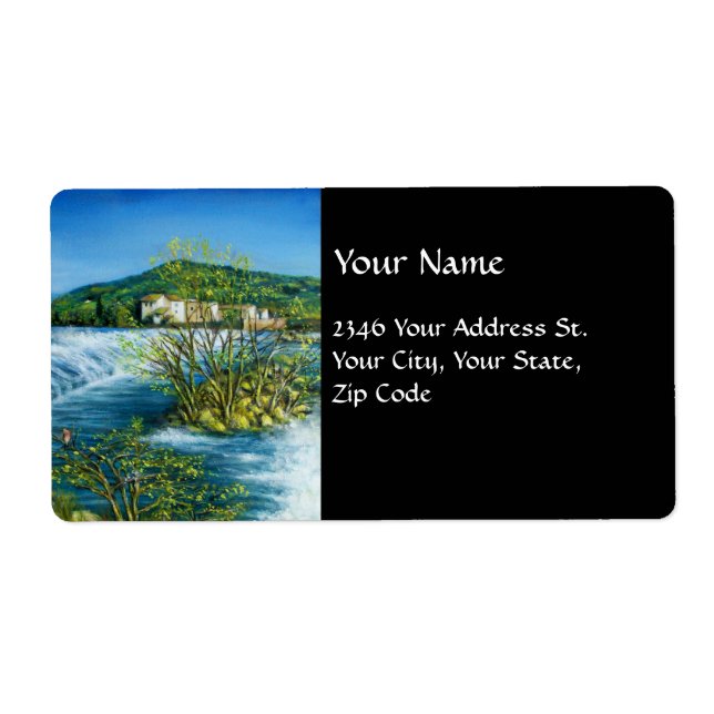 ARNO RIVER AT ROVEZZANO Florence Tuscany Landscape Label (Front)