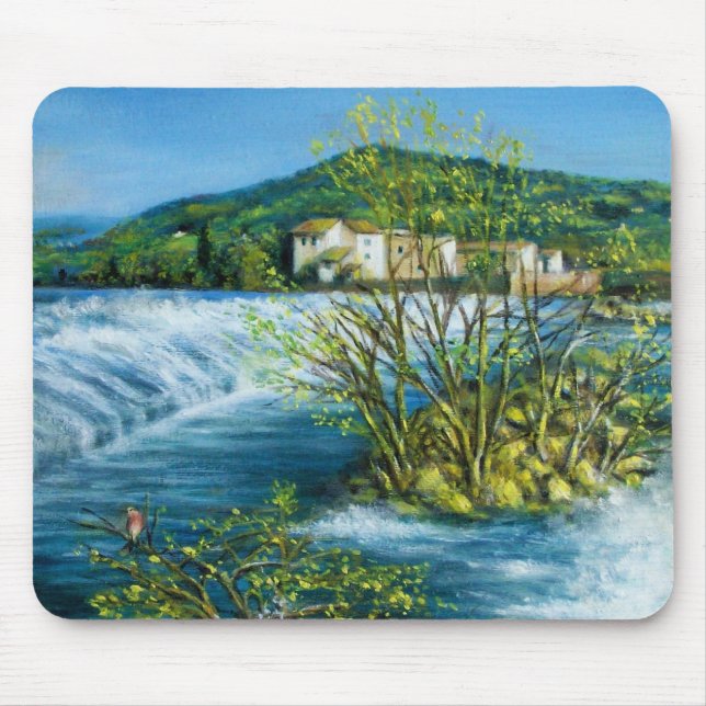 ARNO RIVER AT ROVEZZANO Florence Tuscany Landscape Mouse Pad (Front)