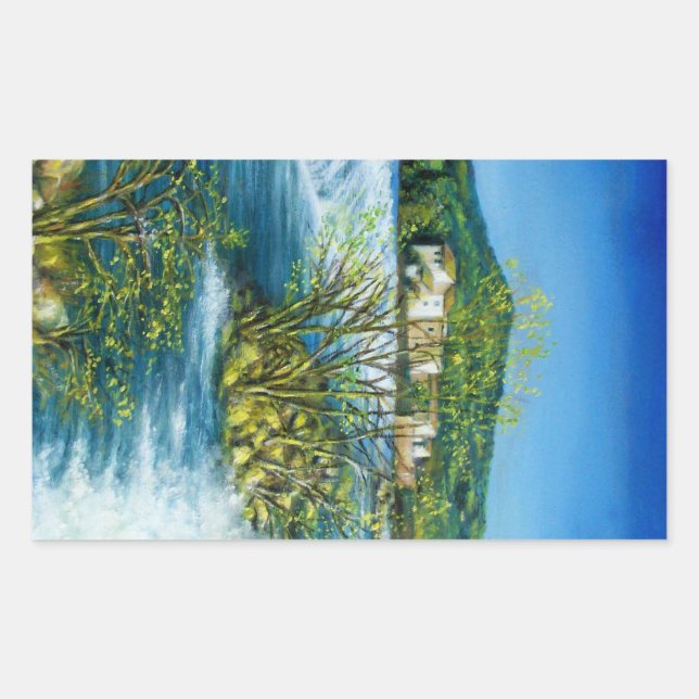 ARNO RIVER AT ROVEZZANO Florence Tuscany Landscape Rectangular Sticker (Front)