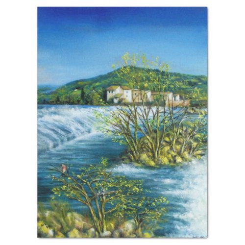 ARNO RIVER AT ROVEZZANO Florence Tuscany Landscape Tissue Paper