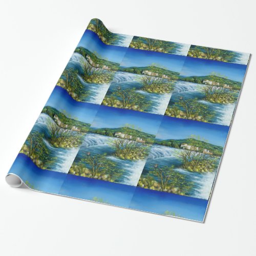 ARNO RIVER AT ROVEZZANO Florence Tuscany Landscape Wrapping Paper