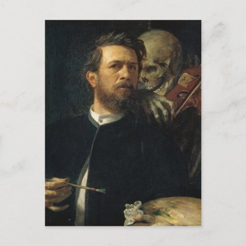Arnold Bcklin _ Self_Portrait with Death Postcard