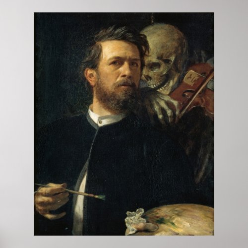 Arnold Bcklin _ Self_Portrait with Death Poster
