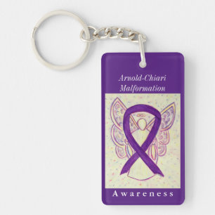 Arnold-Chiari Malformation Ribbon Angel Keychain