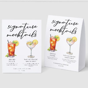 Arnold Palmer Lemon Drop Tropical Wedding Menu Paper Table Tent