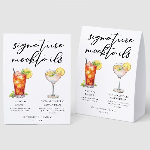 Arnold Palmer Lemon Drop Tropical Wedding Menu Paper Table Tent