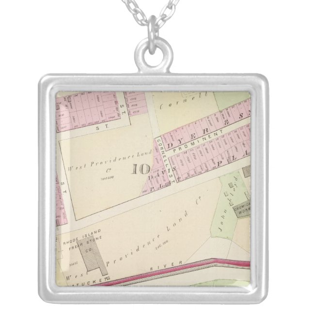 Arnold Square Rhode Island Locomotive Works Silver Plated Necklace (Front)