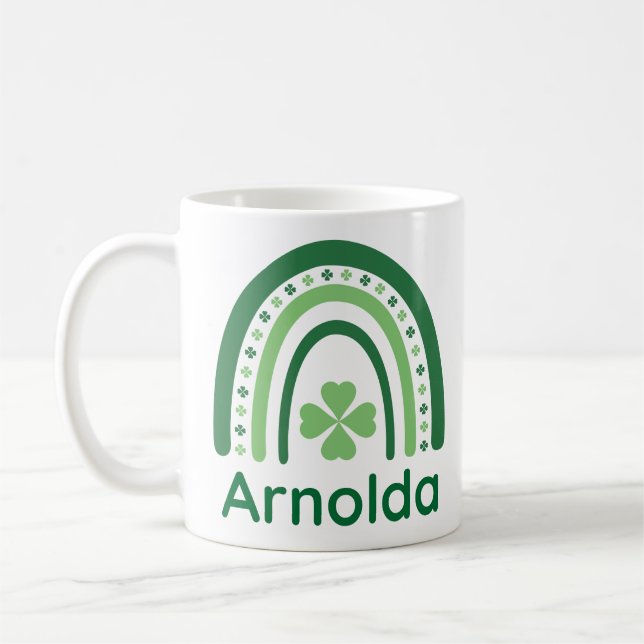 Arnolda Name Clover Boho Rainbow Coffee Mug (Left)