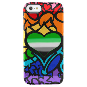 Aro Heart 8-Sripe Rainbow Pride Squiggle Clear iPhone SE/5/5s Case