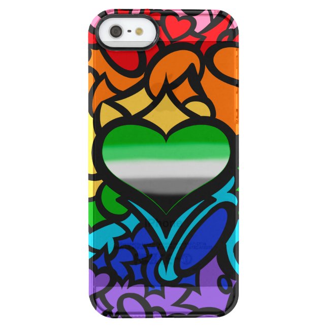 Aro Heart 8-Sripe Rainbow Pride Squiggle Uncommon iPhone Case (Back)