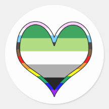 Aro Pride Heart Classic Round Sticker