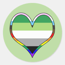 Aro Pride Heart Classic Round Sticker