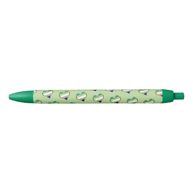 Aro Pride Heart Pattern Black Ink Pen (Front)