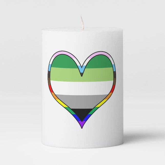 Aro Pride Heart Pillar Candle (Front)
