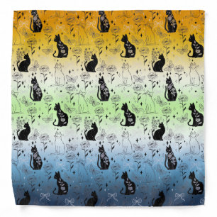 AroAce Agender Pride Black Cat - Mystical Witchy Bandana