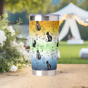 AroAce Agender Pride Black Cat - Mystical Witchy Insulated Tumbler