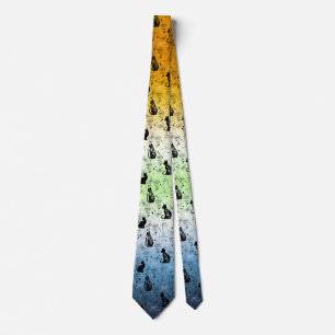 AroAce Agender Pride Black Cat - Mystical Witchy Neck Tie