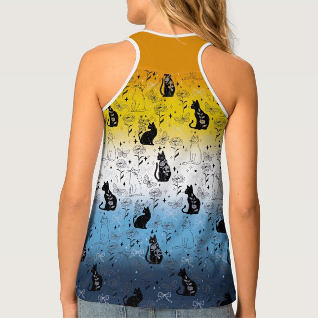 AroAce Agender Pride Black Cat - Mystical Witchy Tank Top (Back)
