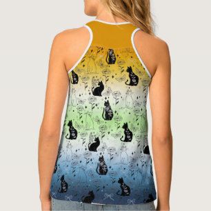 AroAce Agender Pride Black Cat - Mystical Witchy Tank Top
