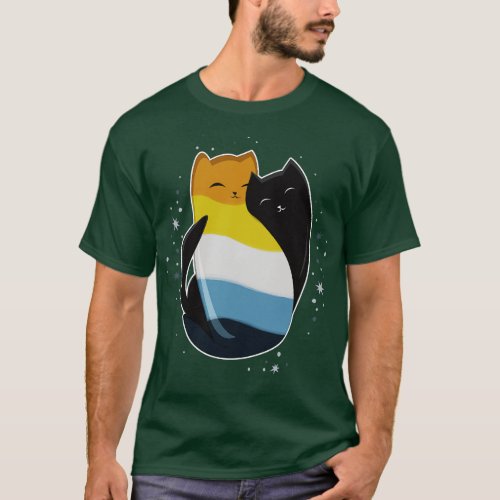 Aroace Cat LGBT Asexual Aromantic Pride Flag 1 T_Shirt