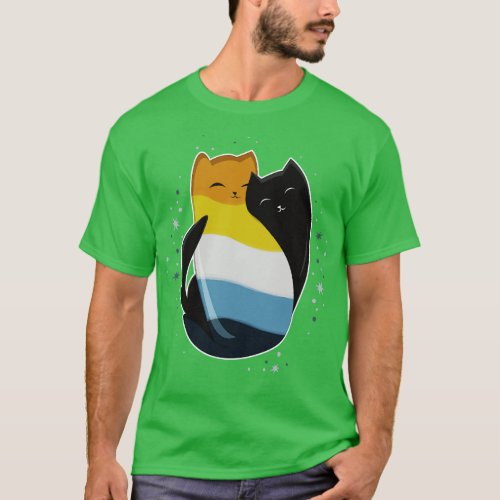Aroace Cat LGBT Asexual Aromantic Pride Flag T_Shirt