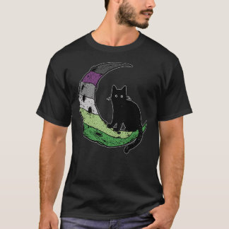Aroace Cat Moon LGBT Gay Asexual Aromantic Pride F T-Shirt