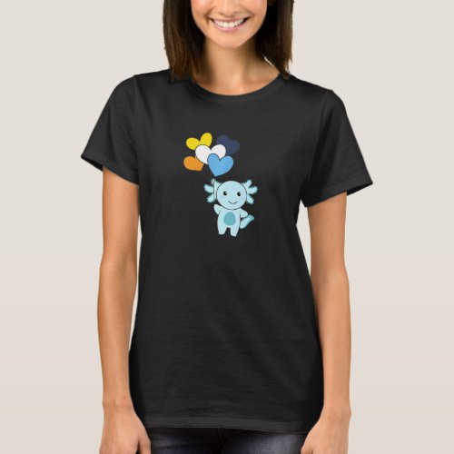 Aroace Flag Balloon Hearts Pride Lgbtq Axolotl T-Shirt