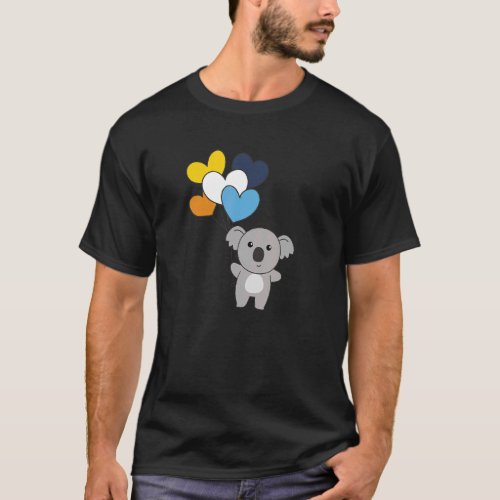 Aroace Flag Balloon Hearts Pride Lgbtq Koala T_Shirt