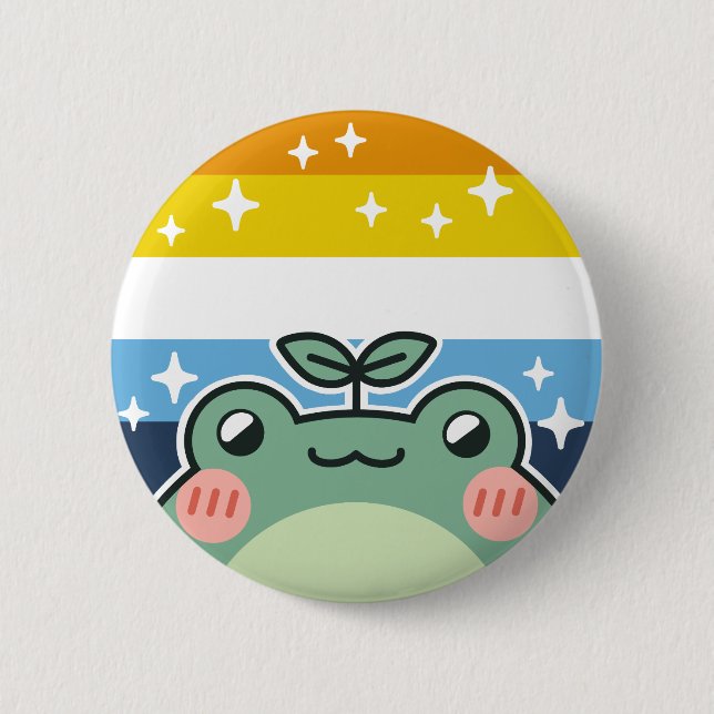 AroAce LGBT Pride Flag Frog Button (Front)