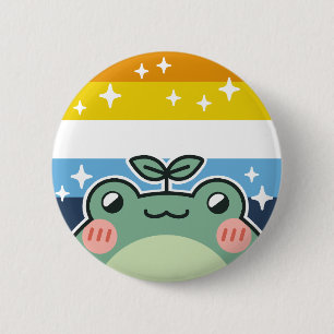 AroAce LGBT Pride Flag Frog Button