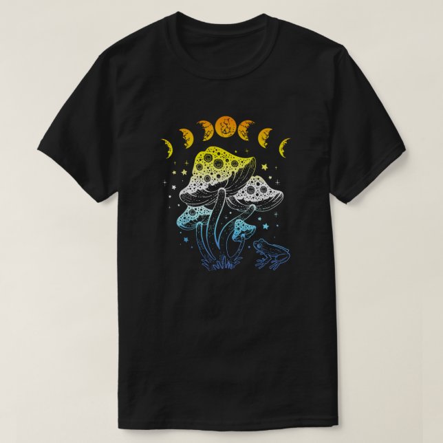 Aroace Mystique - Mushroom, Moon, and Frog T-Shirt (Design Front)