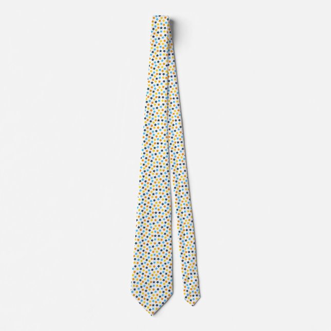 AroAce Pride Stars Orange Yellow Blue Neck Tie (Front)