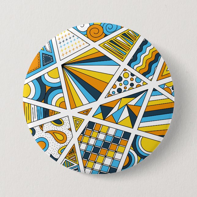 AroAce Pride Zen Doodle Sunset Flag Modern Abstrac Button (Front)