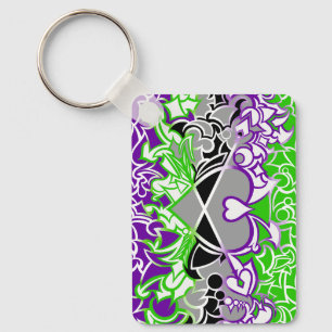 Aroace Radioactive Pride Flag Squiggles Keychain