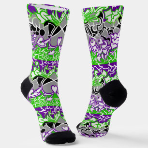 Aroace Radioactive Pride Flag Squiggles Socks