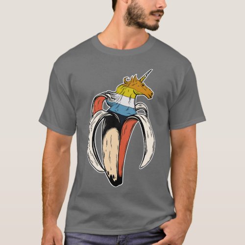 Aroace Unicorn Banana LGBT Asexual Aromantic Pride T_Shirt