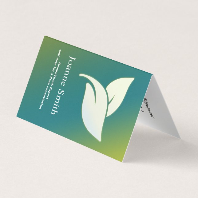 Aroma Therapy Leaves with Green and Blue Gradient Business Card (Back)