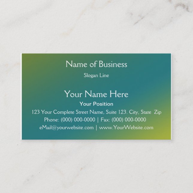 Aroma Therapy Leaves with Green and Blue Gradient Business Card (Front)