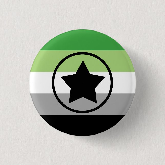 Aromantic/Aro Pride Flag with a Star in Circle Button (Front)