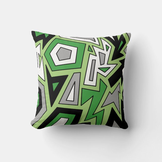 Aromantic Aro Pride Modern Geometric Green Throw Pillow (Front)