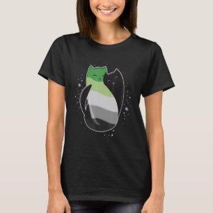 Aromantic Cat LGBT Asexual Aro Pride Flag Yin Yang T-Shirt