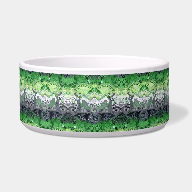 Aromantic Dragon Damask - Aro Pride Flag Colors Bowl (Front)