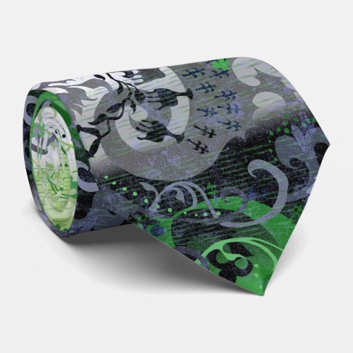 Aromantic Dragon Damask _ Aro Pride Flag Colors Neck Tie