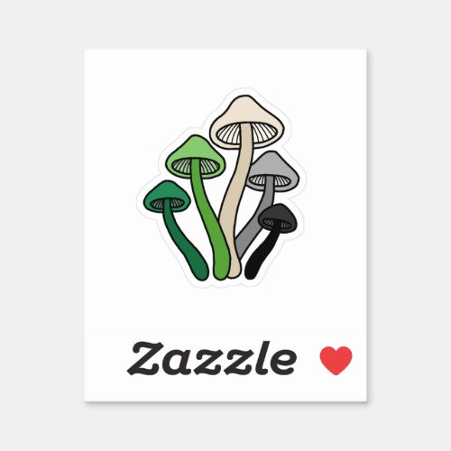 Aromantic Flag Colored Mushrooms Sticker