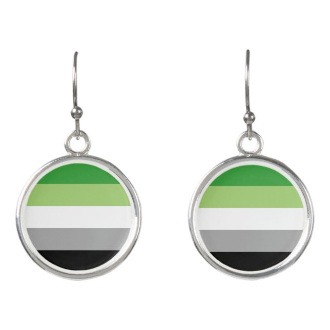 Aromantic Flag Drop Earrings (Front)
