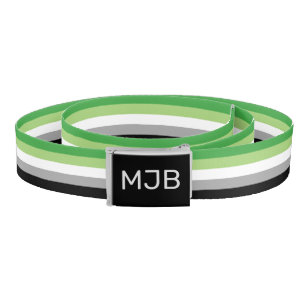 Aromantic Flag Monogrammed Initials Belt
